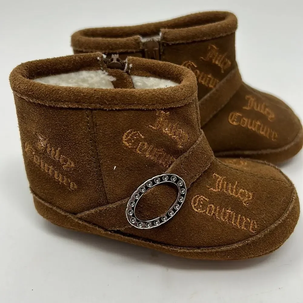 Juicy Couture Infant Girls Brown Suede Slipper/ Moccasin Size 4